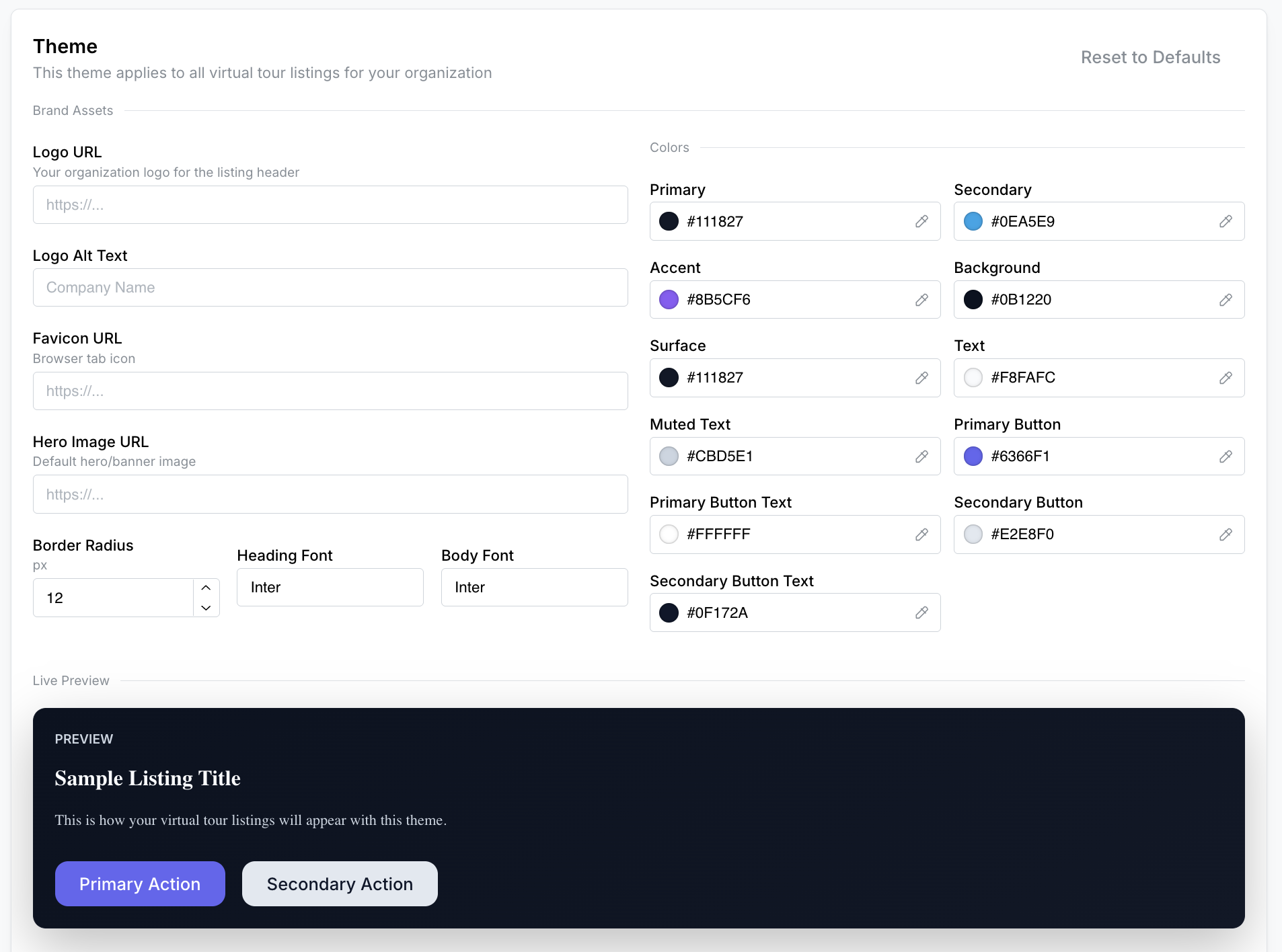 Theme Editor / White-Label Example